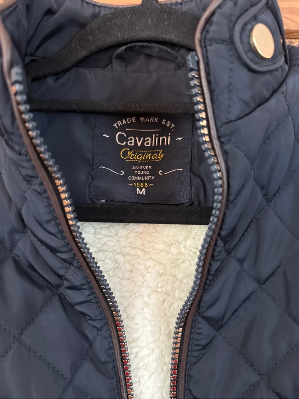 Cavalini Quilted Navy Sherpa-Trim Vest